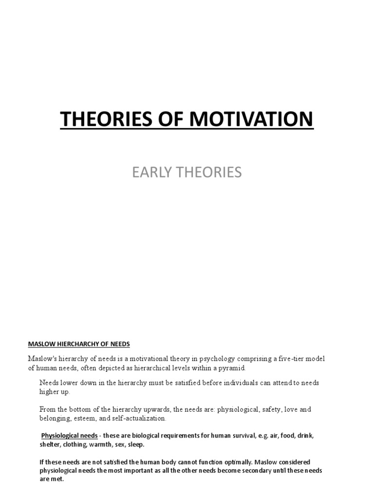 Key Theories of Motivation in Psychology | PDF | Motivation | Motivational