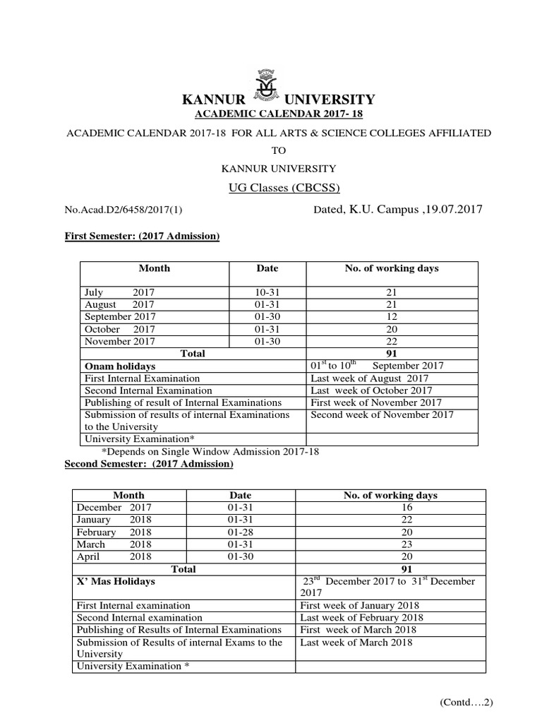 Academic Calendar 2017-18 | PDF | Academic Term | Public Services
