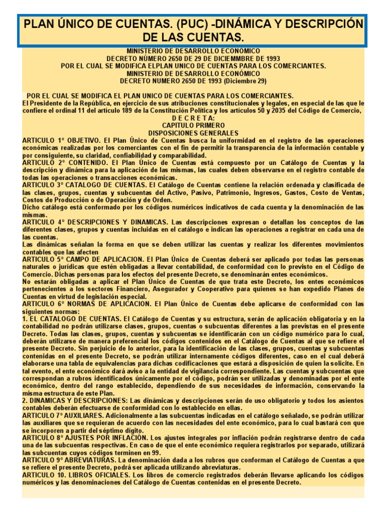 Plan Único de Cuentas para Comerciantes | PDF | Contabilidad | Business