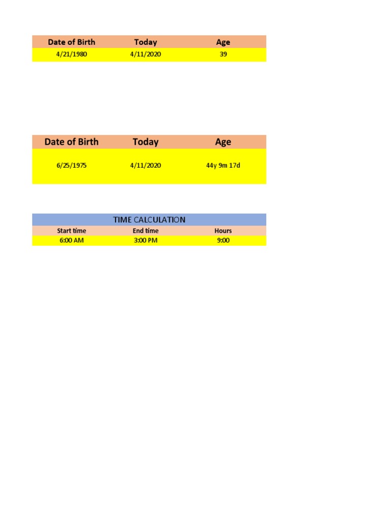 Calculate Age and Service in Excel | PDF