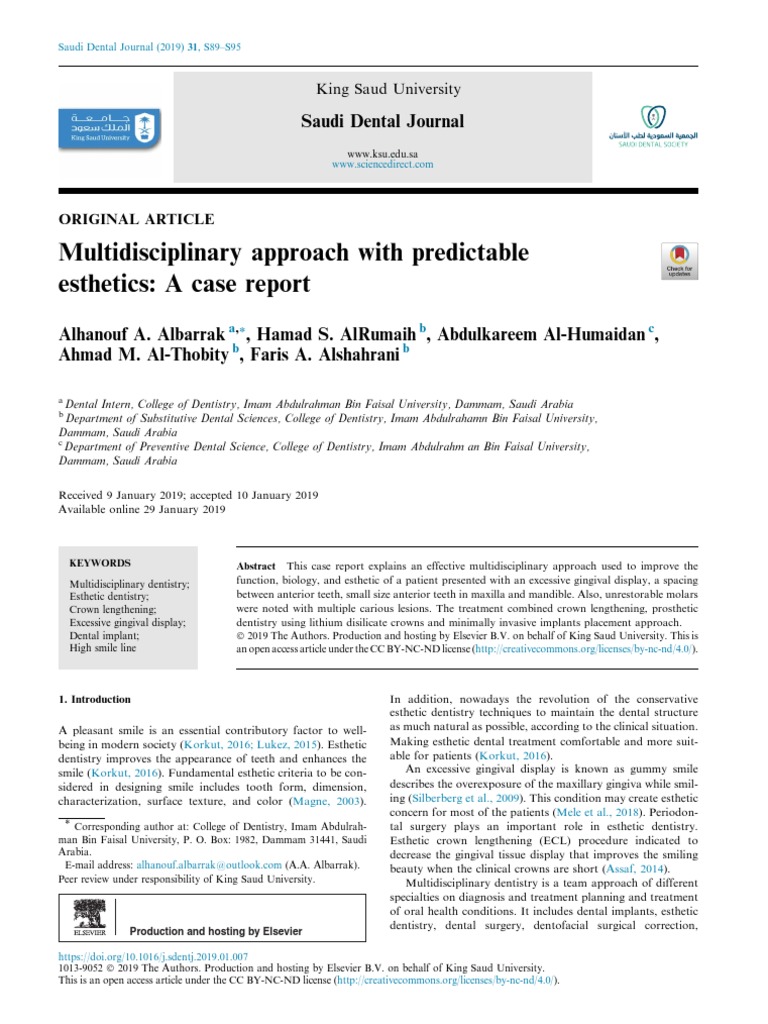 A Multidisciplinary Approach to Improving Function, Esthetics, and