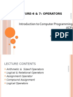 Introduction To Computer Programming (ICP) : Lecture-6 & 7: Operators