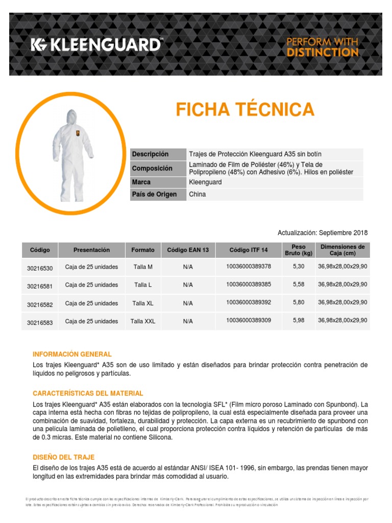 Traje tyvek kimberly clark ficha tecnica new arrivals