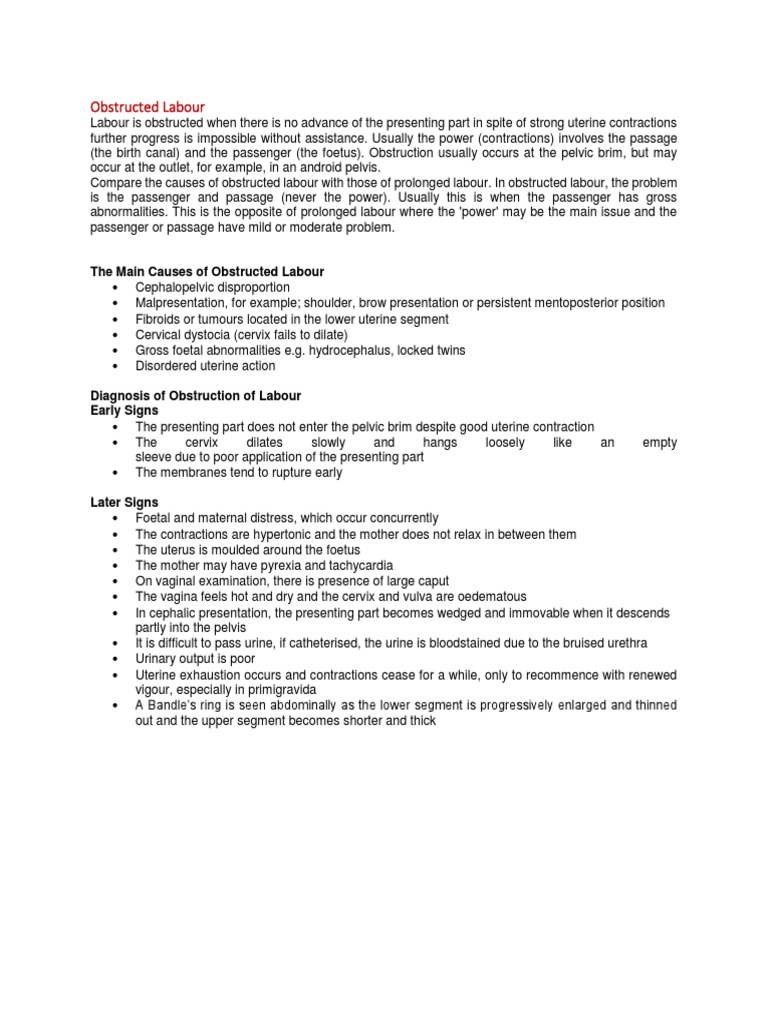 Obstructed Labour Pdf