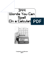 344 Words You Can Spell On A Calculator: Compiled by Jim Bennett 2014