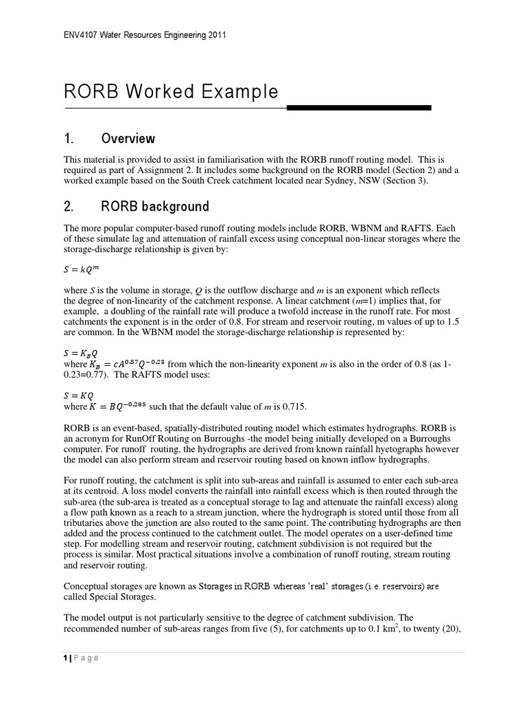 RORB Runoff Routing Model Overview | PDF | Discharge (Hydrology ...