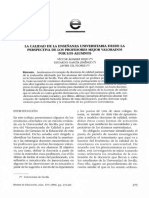 Álvarez Rojo, García Jiménez, Gil Flores. 1999. La Calidad de La Enseñanza Universitaria Desde La Perspectiva de Los Profesores Mejo PDF
