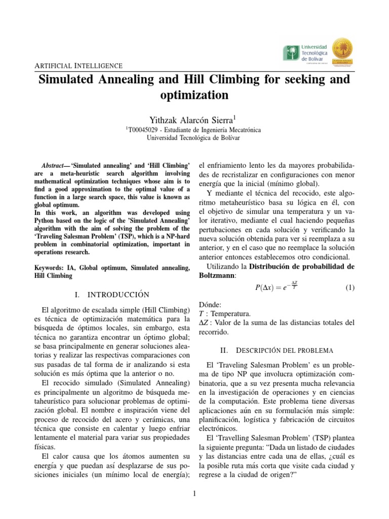 Simulated Annealing and Hill - Climbing For Seeking and Optimization ...