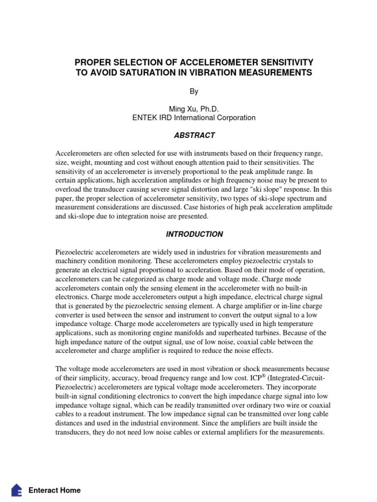 Proper Selection of Accelerometer Sensitivity To Avoid Saturation in ...