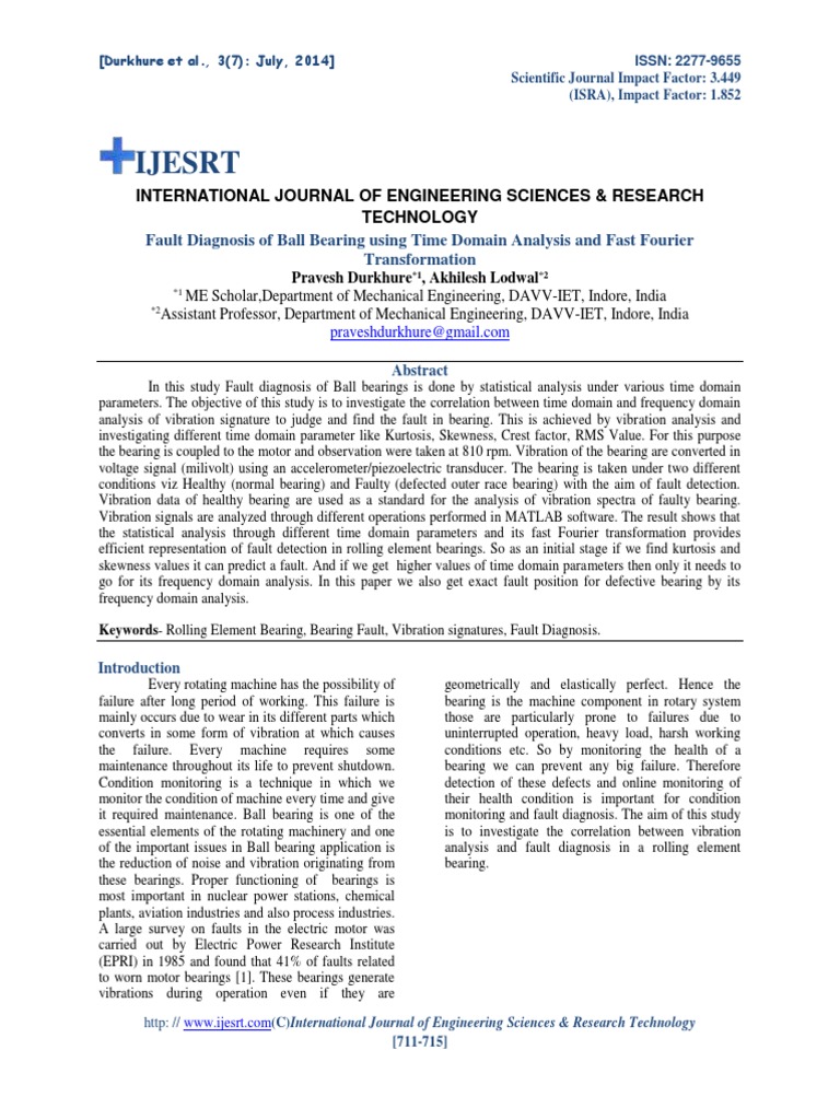 Fault Diagnosis of Ball Bearing Using Ti PDF | PDF | Bearing ...