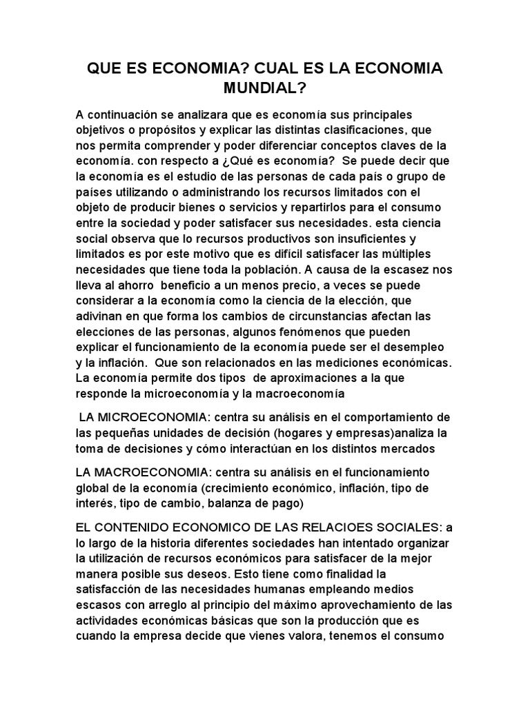 Ensayo de Economia PDF Macroeconómica Economias