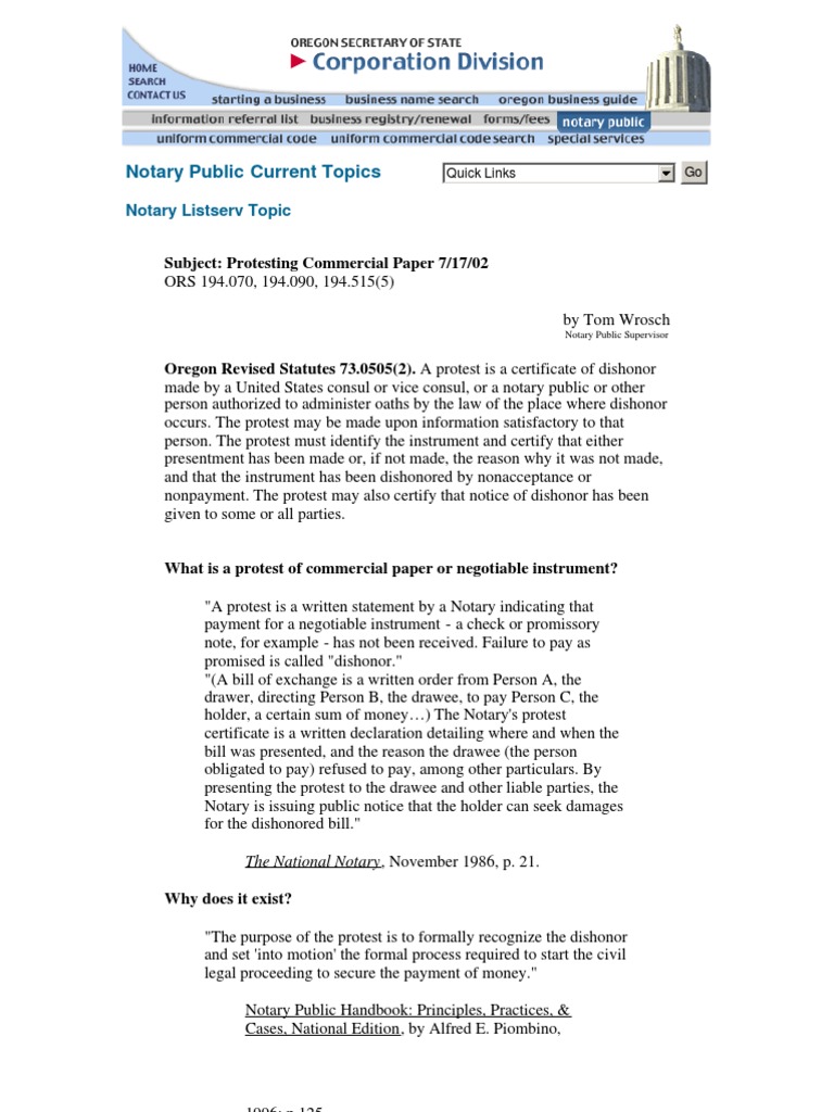 What Is A Protest of Commercial Paper or Negotiable Instrument by