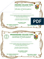 Brokenshire College Toril: Certificate of Participation