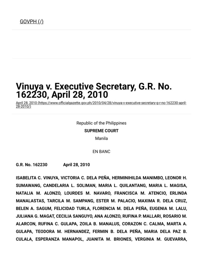Vinuya v executive secretary g r no 162230 april 28 2010