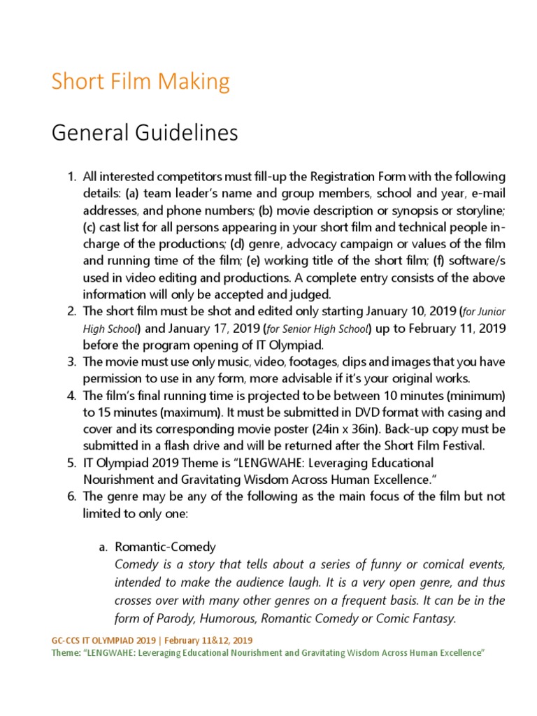 General Guidelines: Short Film Making | PDF | Science Fiction | Horror ...