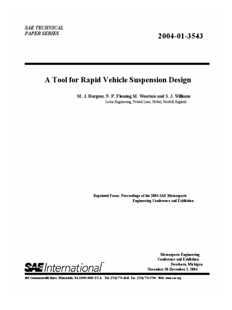 A Tool For Rapid Vehicle Suspension Design PDF PDF Matrix