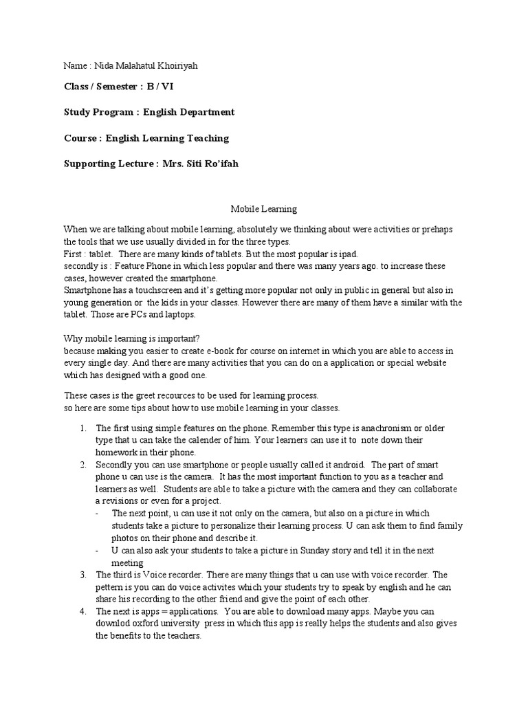 Mobile Learning Strategies for Teachers | PDF | Tablet Computer ...
