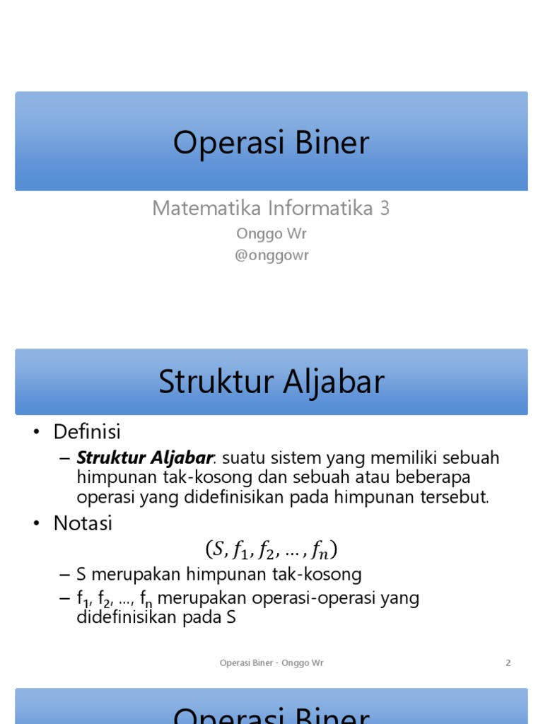 Definisi dan Contoh Operasi Biner | PDF