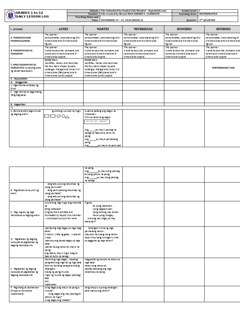 MATHEMATICS 1lesson Week 4 | PDF