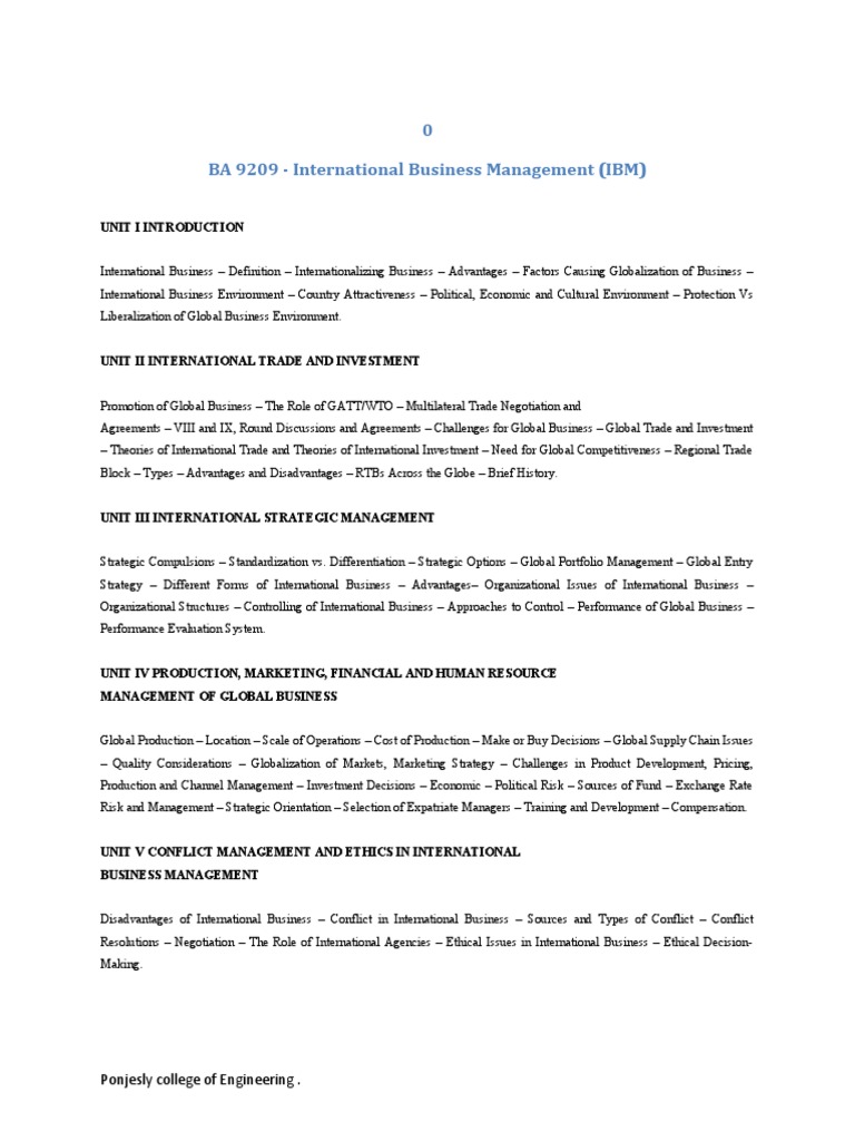 Global Business Management Overview | PDF | World Trade Organization ...
