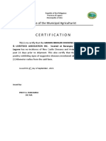 Certification: Office of The Municipal Agriculturist