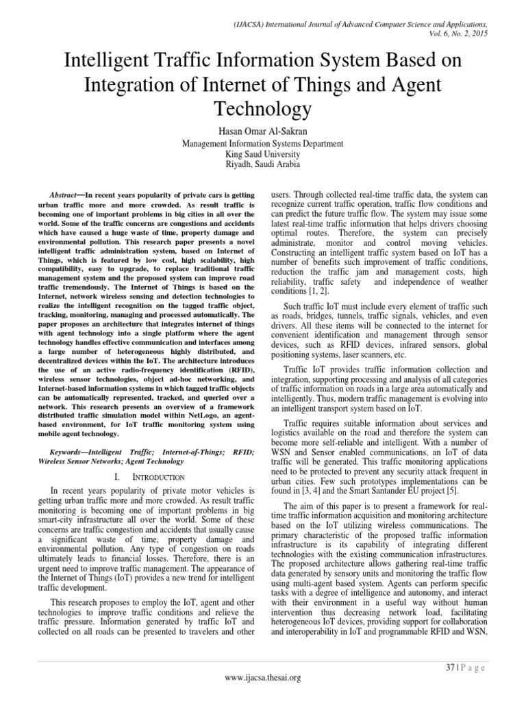 Intelligent IoT Traffic System | PDF | Internet Of Things | Wireless ...