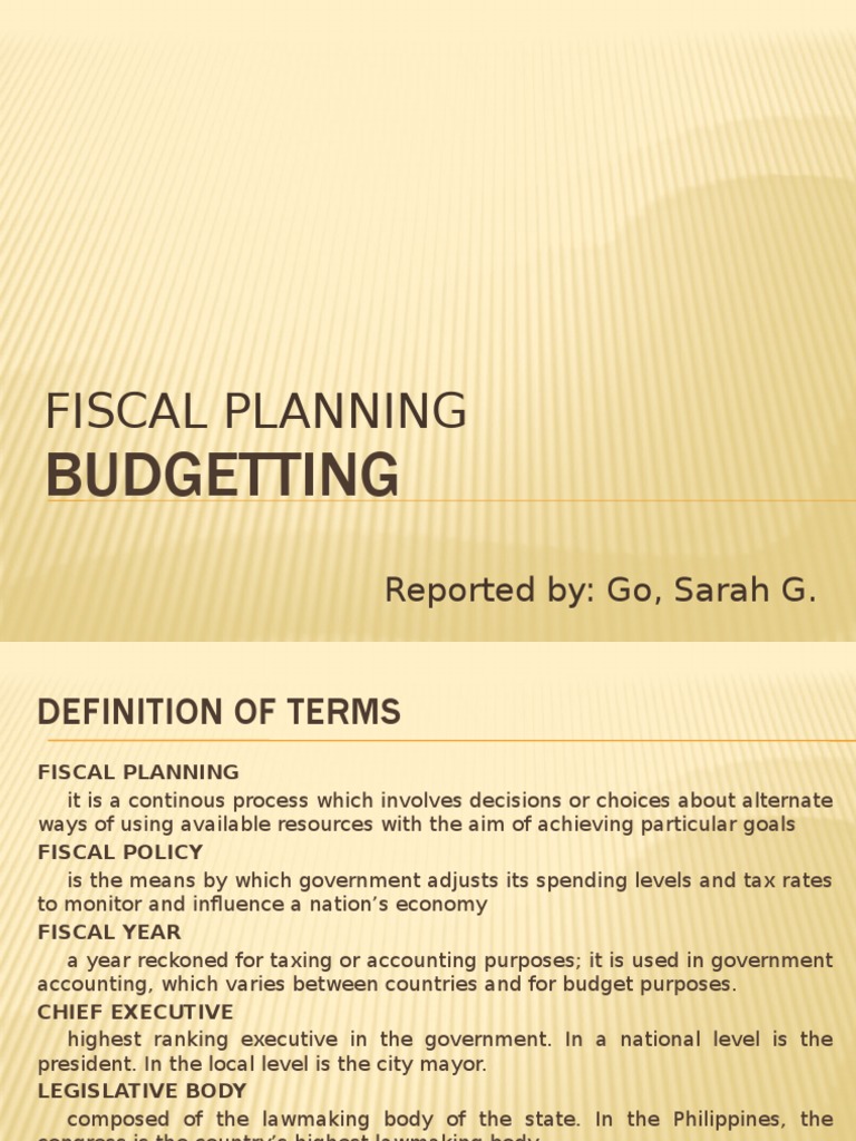 Fiscal Planning PDF Fiscal Policy Budget