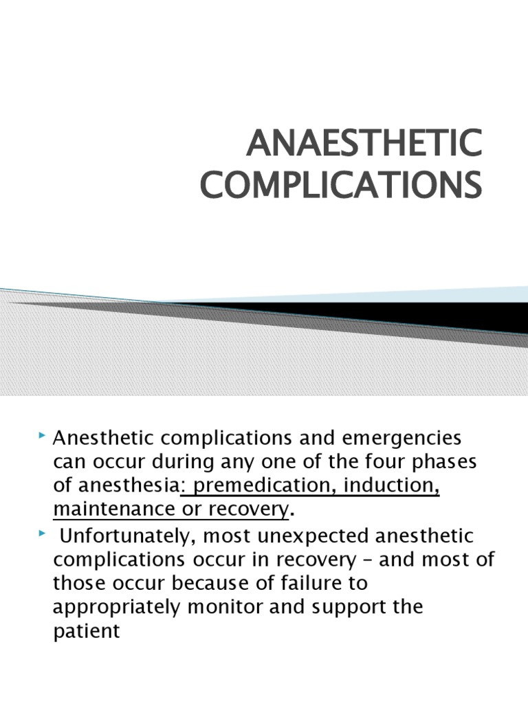 Anaesthetic Complications PDF Anesthesia Respiratory System
