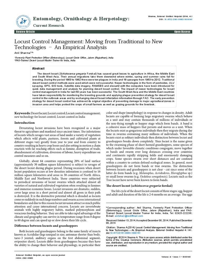 Locust Control Management Moving From Traditional To New Technologies ...
