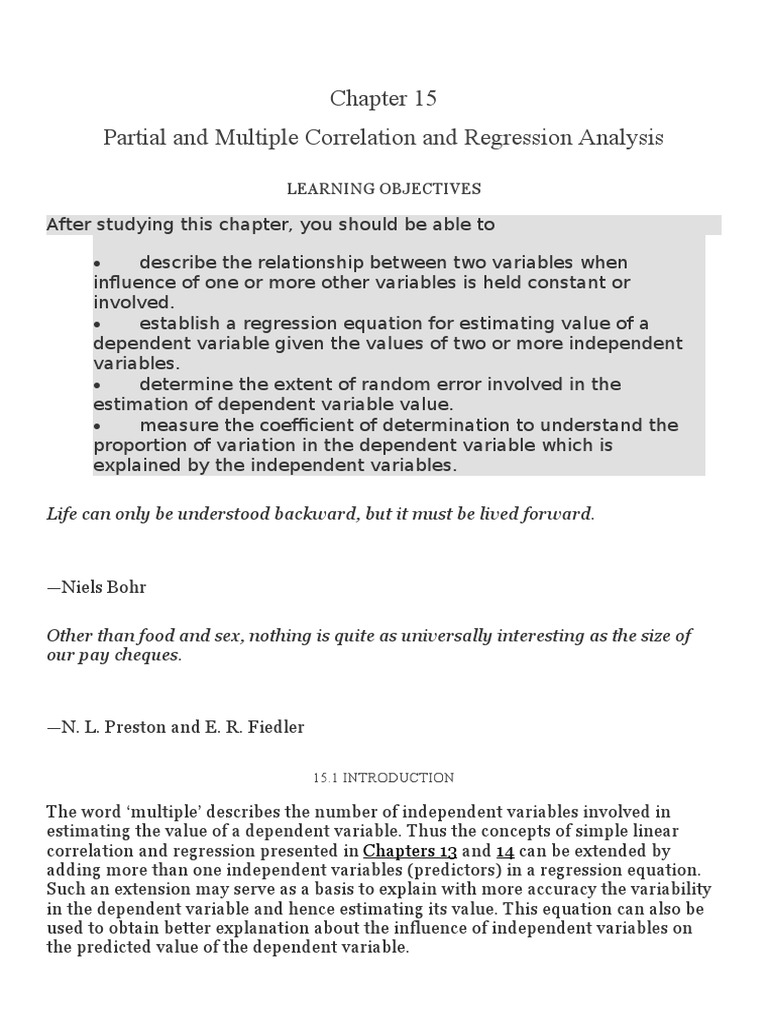 Partial vs. Multiple Correlation Analysis | PDF | Regression Analysis ...