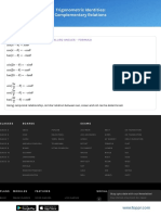 Trigonometric Identities: Complementary Relations: T Rigonomet Ric Funct Ions of Allied Angles - Formula