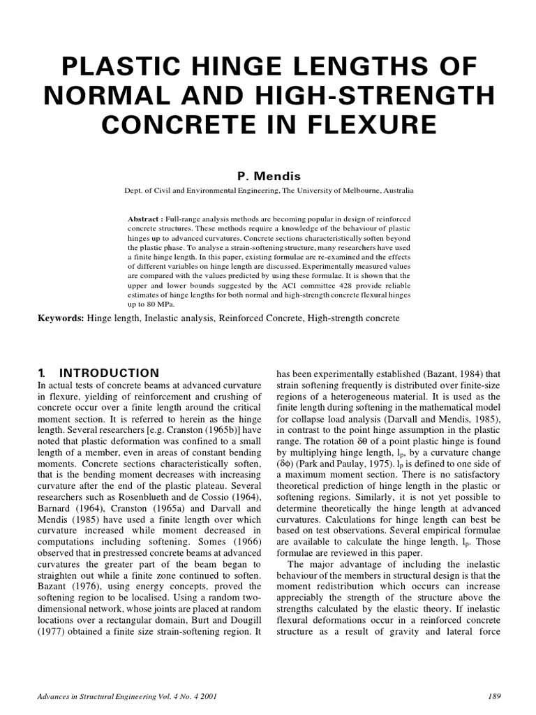 Plastic Hinge Lengths of Normal and HighStrength Concrete in Flexure
