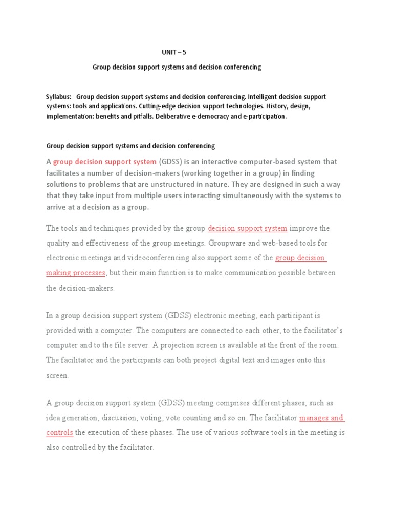 Group Decision Support System | PDF | Decision Support System ...