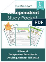 1st Grade Independent Study Packet Week 1 PDF