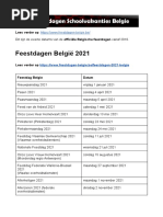 Feestdagen Belgie - Exacte datums op kalender