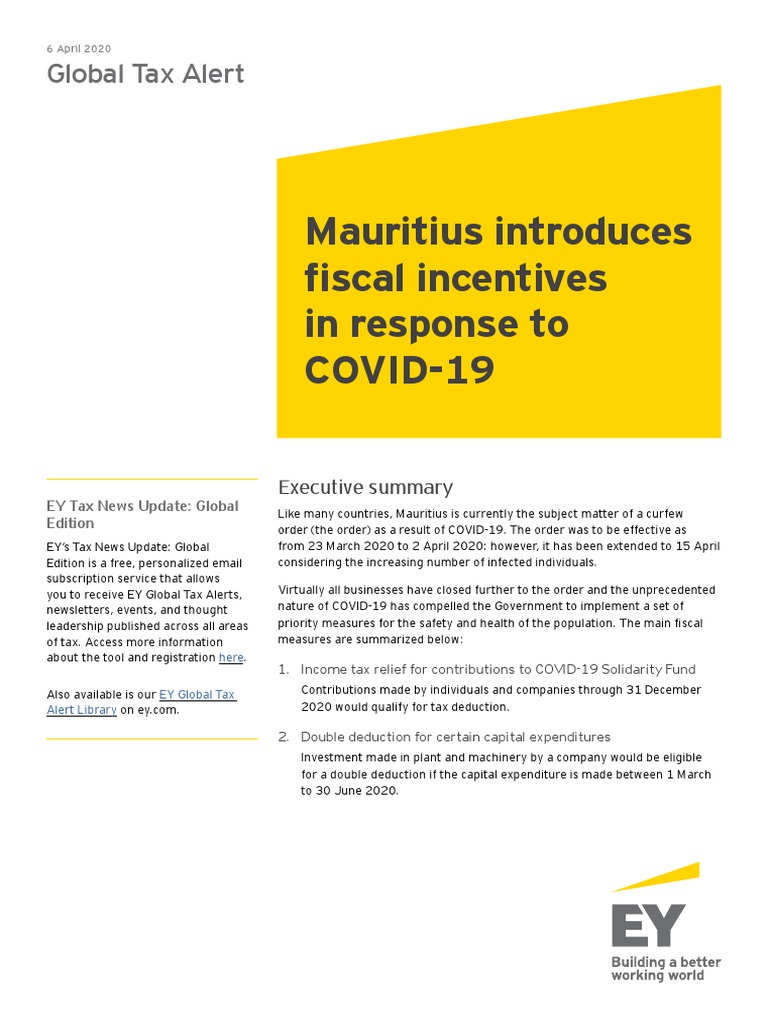 Mauritius Introduces Fiscal Incentives in Response To COVID-19 | PDF ...