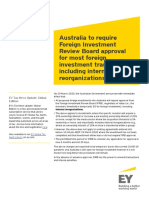 Ey Australia To Require Foreign Investment Review Board Approval For Most Foreign Investment Transactions Including Internal Reorganizations