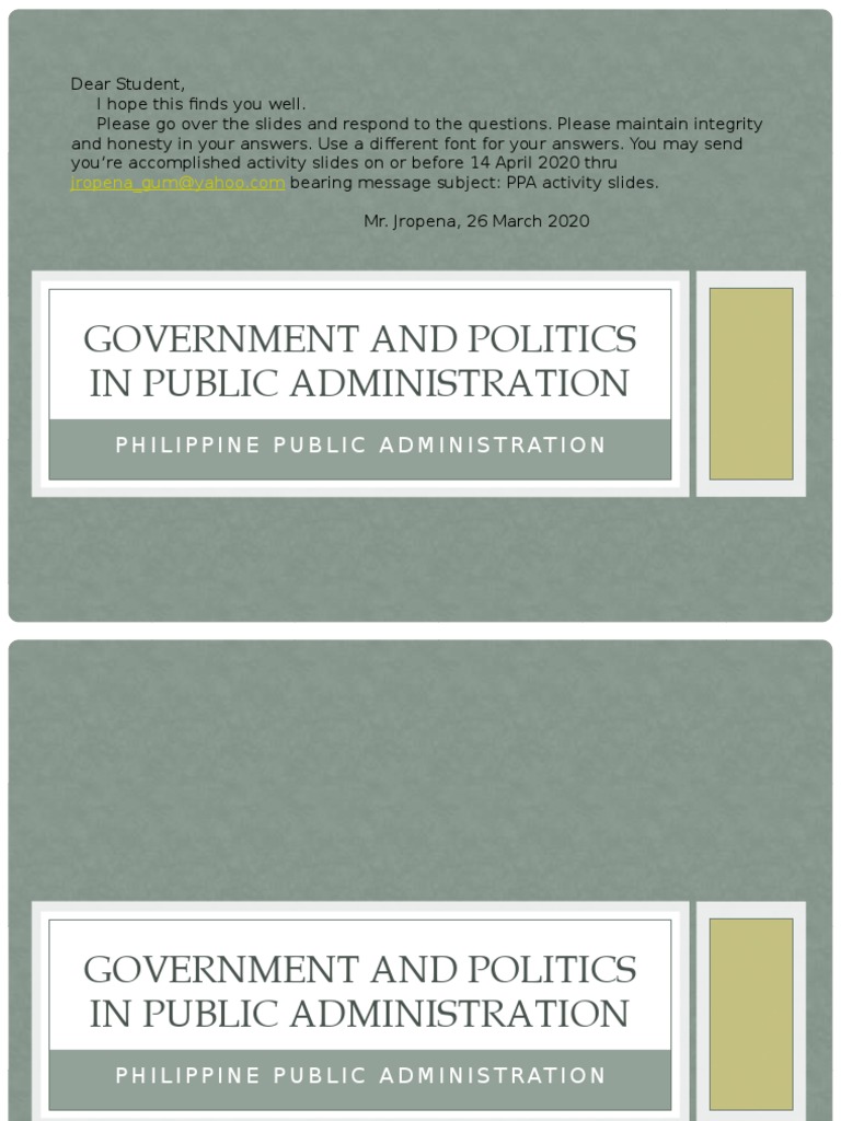 Philippine Politics and Public Administration | PDF | Attitude ...