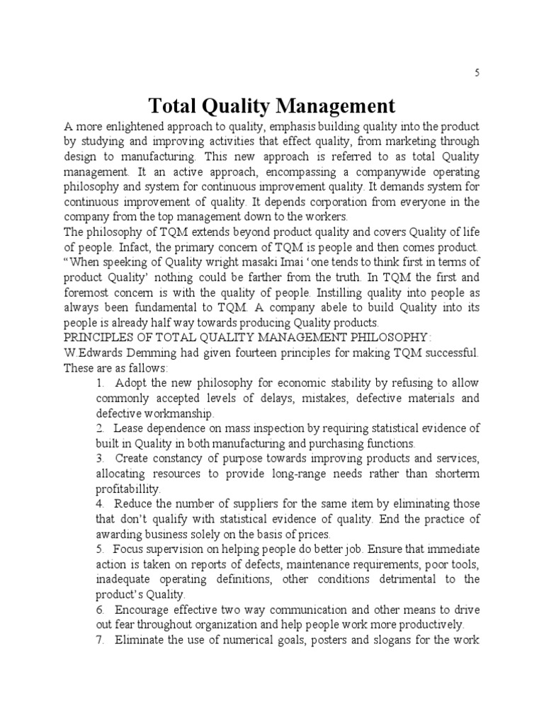 Total Quality Management Principles | PDF | Quality Management | Economies