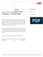 WWW Faceprep in Reliance Reliance Industries Interview Questions