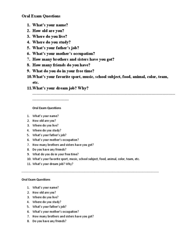 Oral Exam Questions | PDF