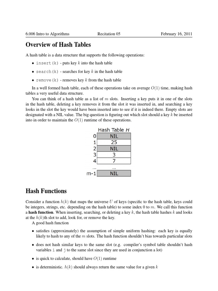 Overview of Hash Tables | PDF | Algorithms And Data Structures ...