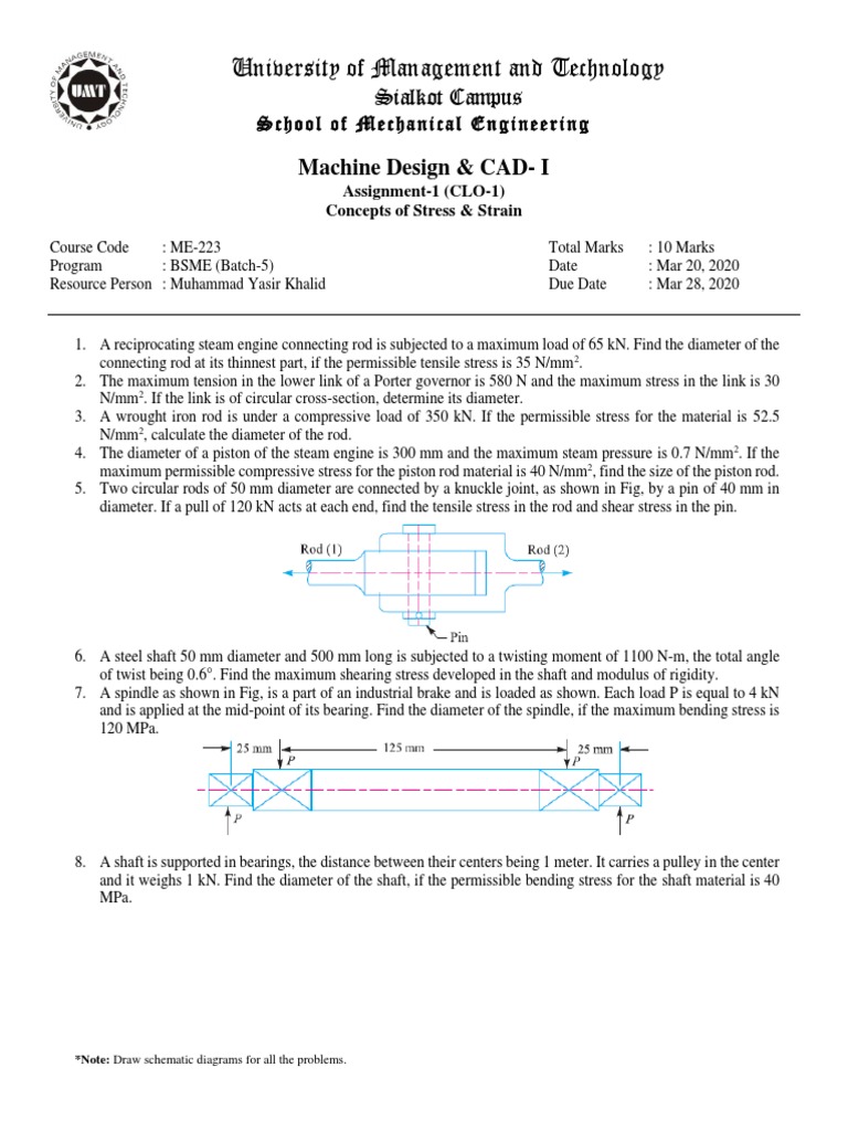 Stress & Strain in Machine Design Assignments | PDF | Stress (Mechanics ...