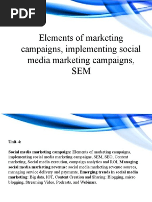 Elements of Social Media Campaign & SEM