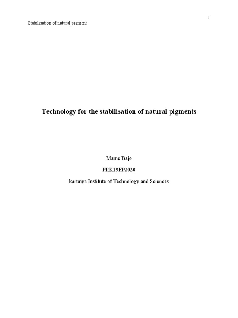 Technology For The Stabilisation of Natural Pigments | PDF | Emulsion ...