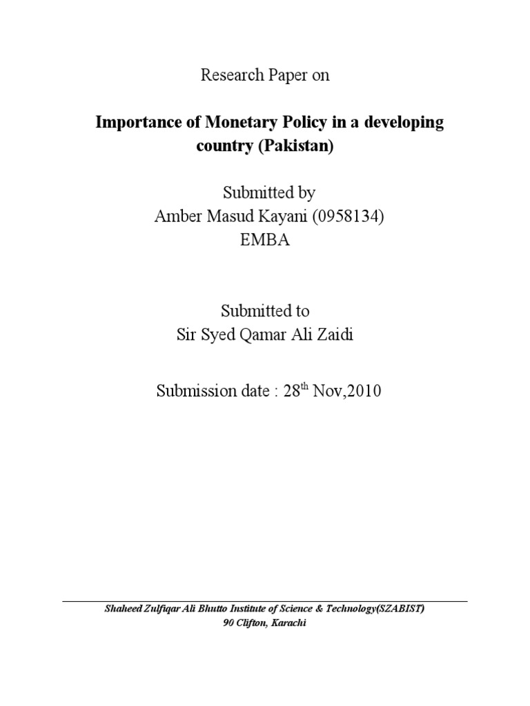 monetary policy research paper topics