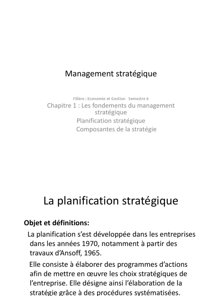 Management Strategique LAHRECH | PDF | Planification | Gestion stratégique