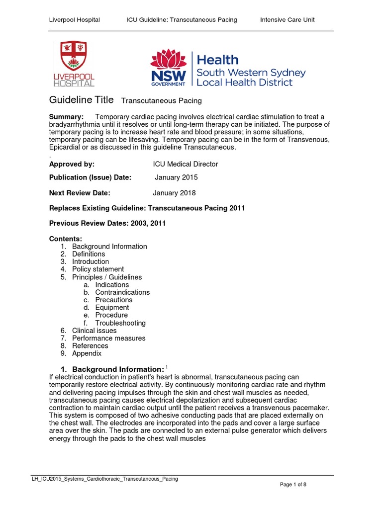 Transcutaneous Pacing Guidelines | PDF | Artificial Cardiac Pacemaker ...