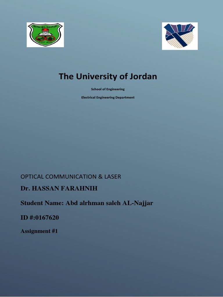 UJ Electrical Engineering Optical Communication Assignment PDF