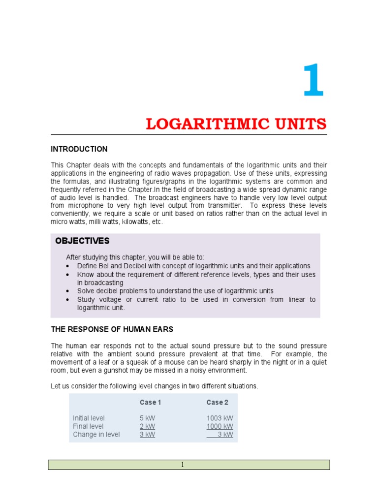 01 Logarithmic Unit PDF Decibel Watt
